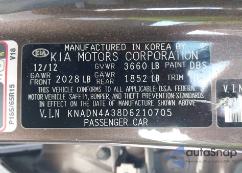 2013 Kia Rio Ex from USA, damaged, VIN KNADN4A38D6210705
